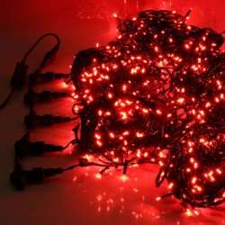 Светодиодная гирлянда 5 Нитей по 20 м, статика, красная, чёрный провод Светодиодная гирлянда 5 Нитей по 20 м, статика, красная, чёрный провод