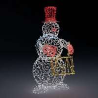 Световая фигура Снеговик музыкант с барабаном