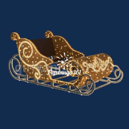 Световая фигура Золотые сани Деда Мороза