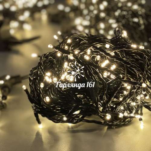 Светодиодная гирлянда 5 Нитей по 20 м, статика, тёплая белая, чёрный провод