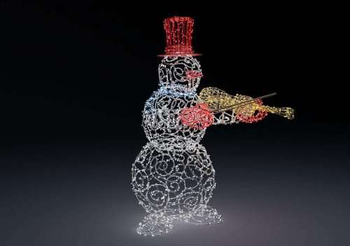 Световая фигура Снеговик музыкант с скрипкой