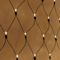 Светодиодная сетка, статика, чёрный провод, 2*3 м, тёплый белый