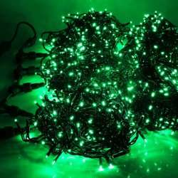Светодиодная гирлянда 5 Нитей по 20 м, статика, зелёная, чёрный провод Светодиодная гирлянда 5 Нитей по 20 м, статика, зелёная, чёрный провод