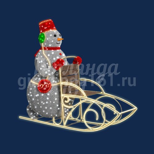 Фотозона Снеговик с санями
