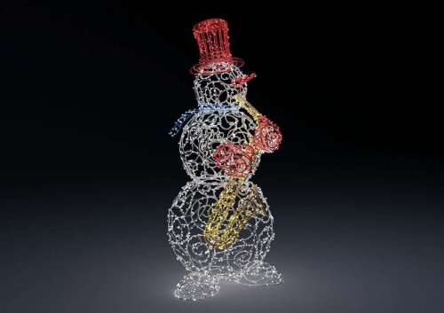 Световая фигура Снеговик музыкант с саксофоном