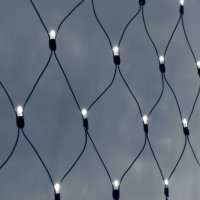 Светодиодная сетка, статика, чёрный провод, 2*3 м, белый