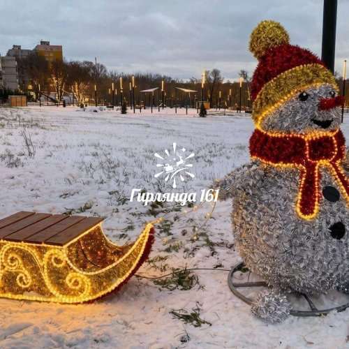Фотозона Снеговик с санями