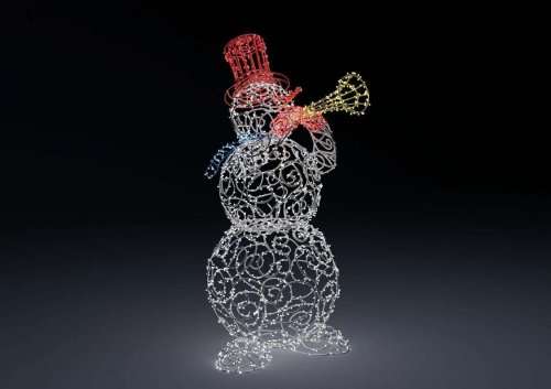 Световая фигура Снеговик музыкант с флейтой