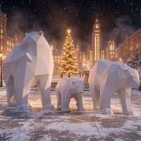 Полигональная фигура Семья медведей