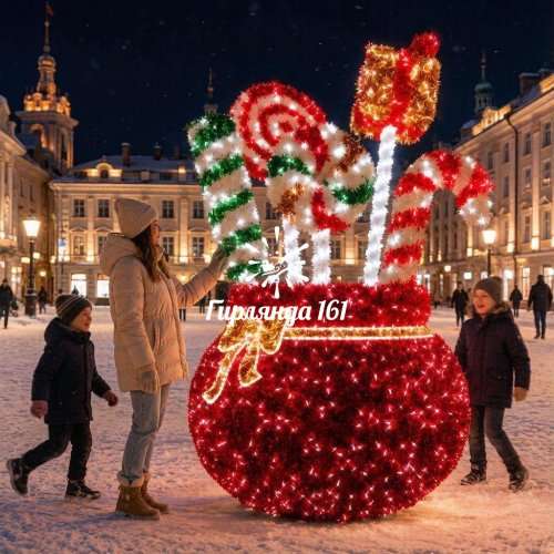 Световая фигура Сказочный мешок из мишуры