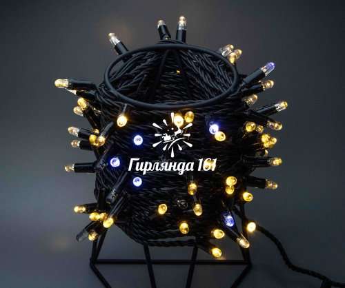 Светодиодная гирлянда Нить 10 м, 24В, мерцающая, IP65, черный провод ПВХ