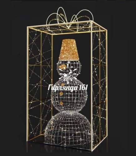 Световая фигура Снеговик в подарке