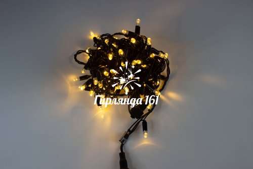 Светодиодная гирлянда Нить 10 м, 24В, постоянного свечения, IP65, черный провод ПВХ