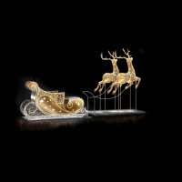 Световая объемная фигура Сани золотые с оленем
