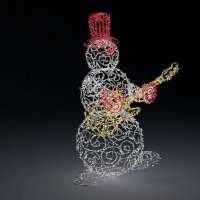 Световая фигура Снеговик музыкант с гитарой