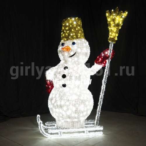 Световая фигура Снеговик на санках