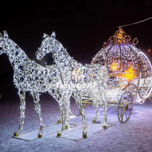 Световая фигура Карета Королевы и 2 Лошади