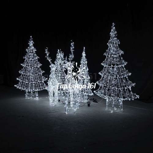 Световая композиция Олени и елочки