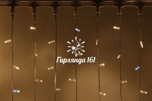 Светодиодный занавес 2×1,5м, герметичный колпачок IP65, белый провод, мерцание