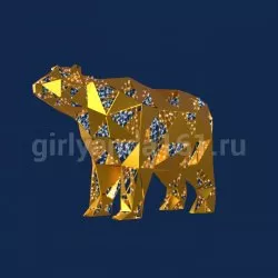 Полигональный золотой медведь